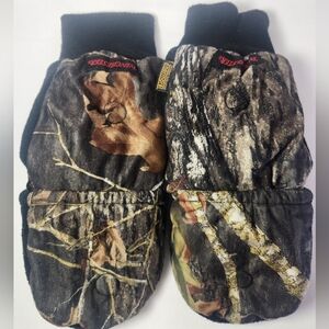 Mossy Oak Medium Thermal Fold Back Mitts Hunting Gloves Polyester Leather